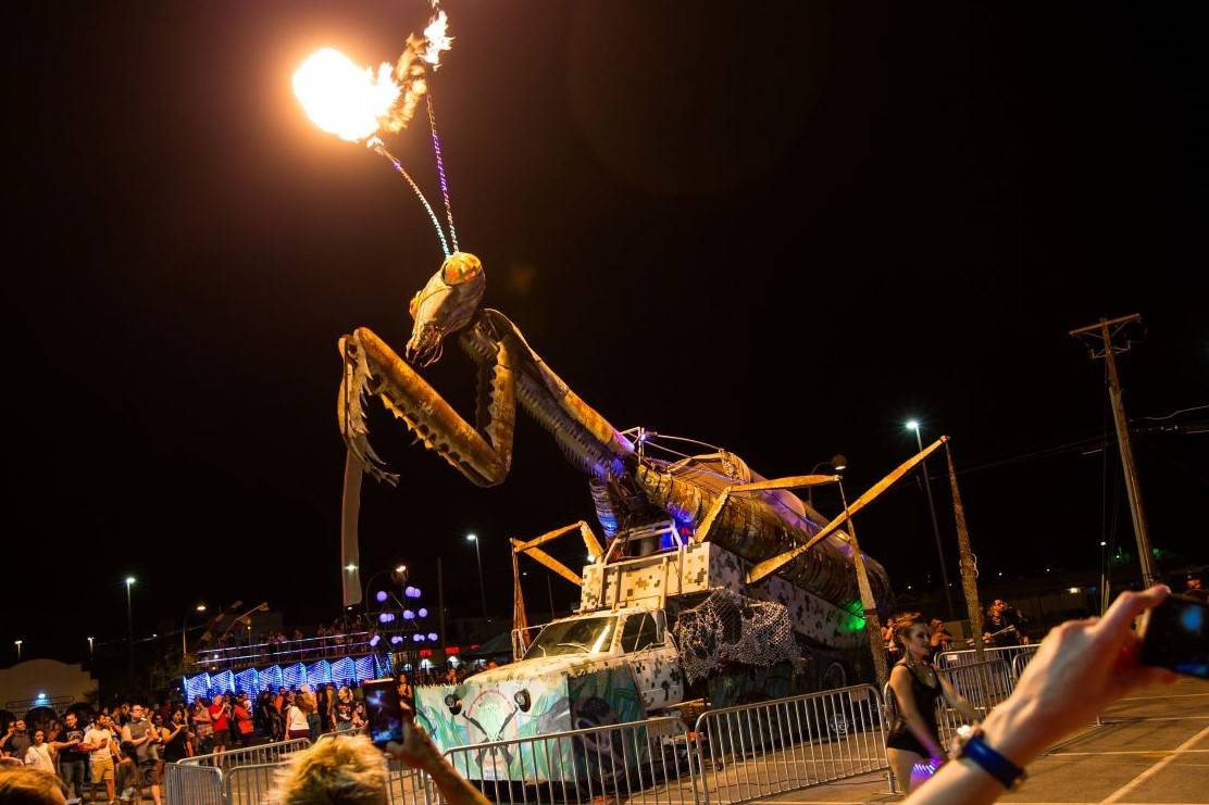 The Mantis art car performs during the Intergalactic Art Car Festival in downtown Las Vegas in ...