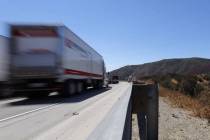 Traffic moves south on I-15 in Cajon Pass in Southern California. (Las Vegas Review-Journal)