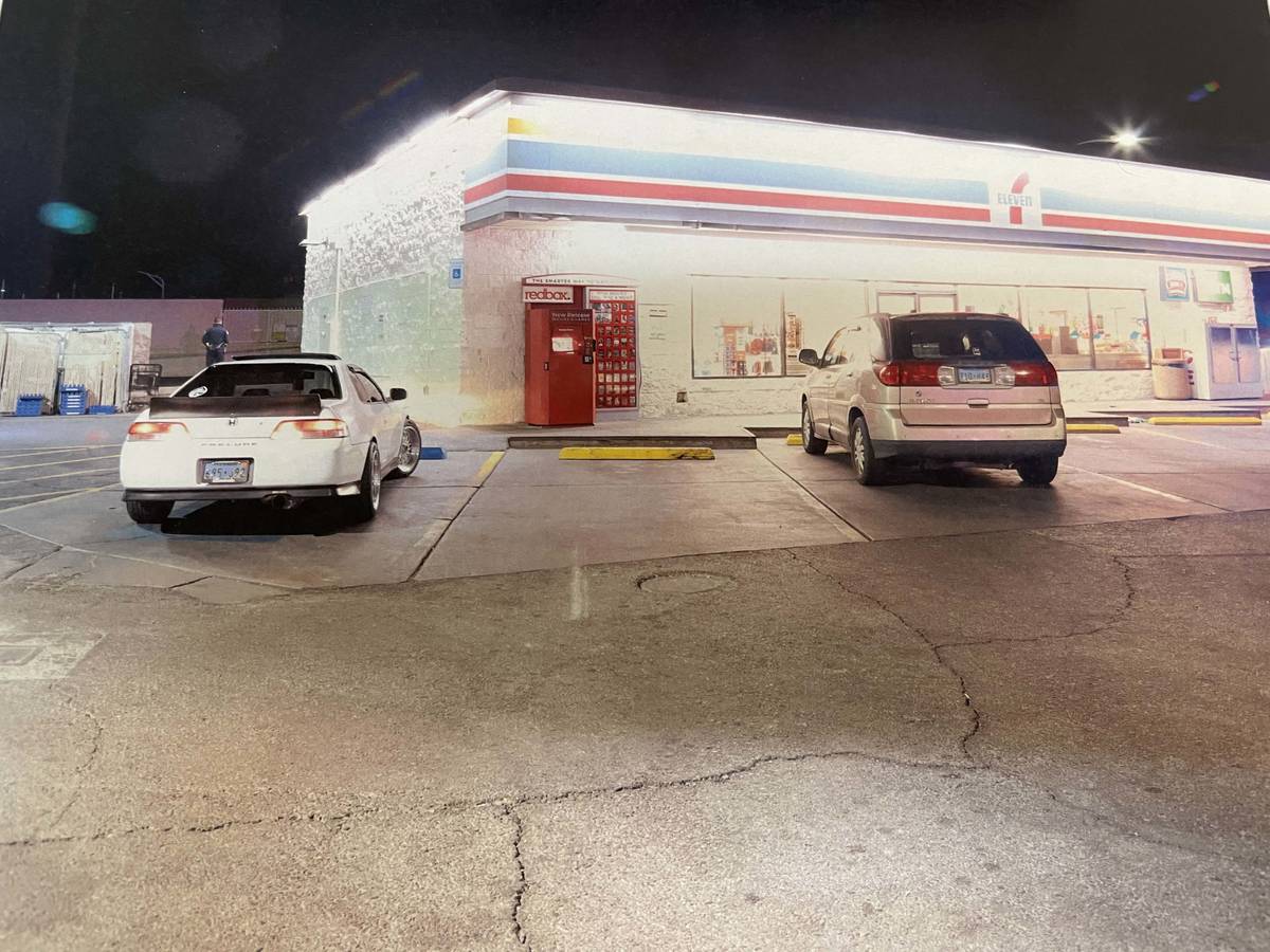 This evidence photo depicts the scene at a Henderson 7-Eleven in the early morning hours of Tha ...