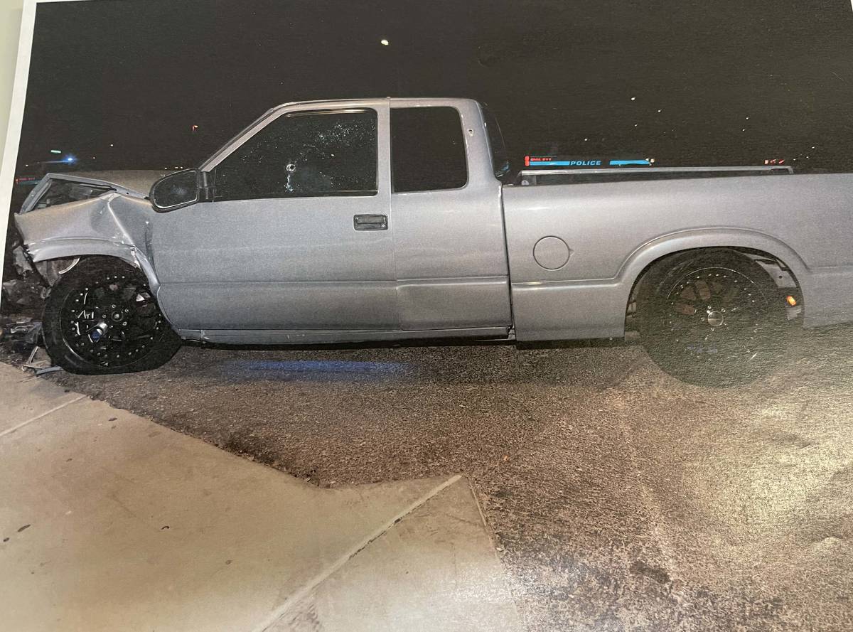 This evidence photo depicts Jayde Libby's truck after the Thanksgiving shooting at a Henderson ...