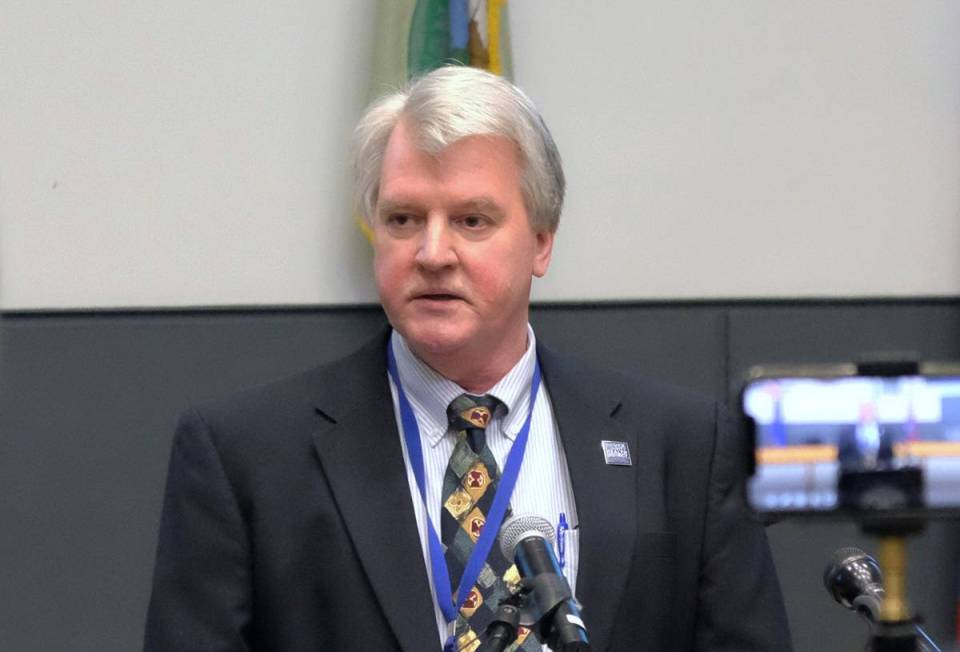 Kevin Dick, health officer for the Washoe County Health District, is seen in March 2020. (Bill ...