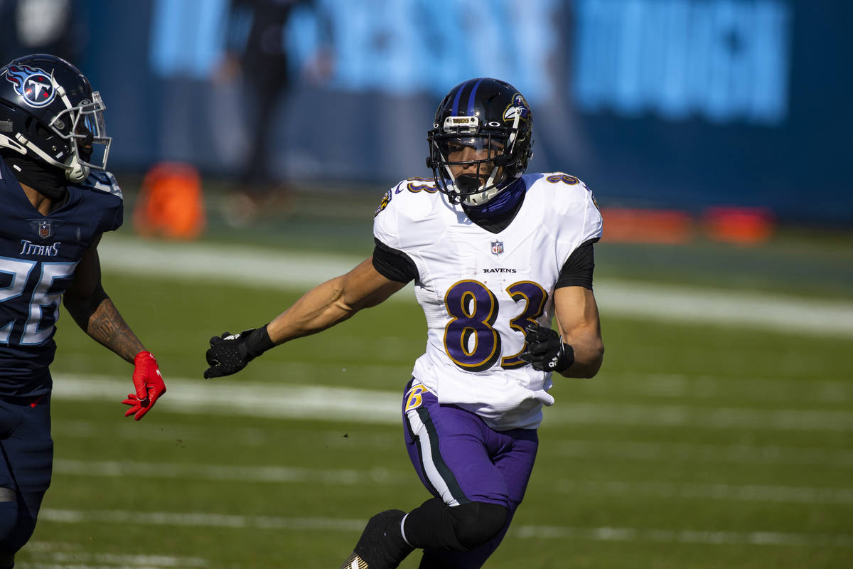 Baltimore Ravens wide receiver Willie Snead (83) runs a pass route against the Tennessee Titans ...