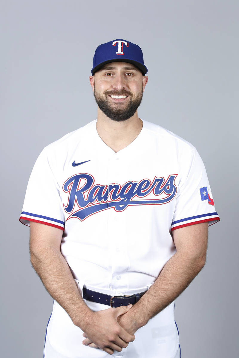 This is a 2021 photo of Joey Gallo of the Texas Rangers baseball team. This image reflects the ...