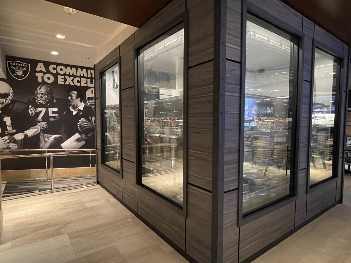 The keg room at the Raiders Tavern & Grill at the M Resort as seen on March 29, 2021. ((Mick Ak ...