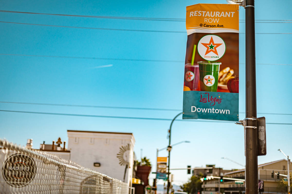 Banners alert downtown visitors to where they were: Restaurant Row. (City of Las Vegas)