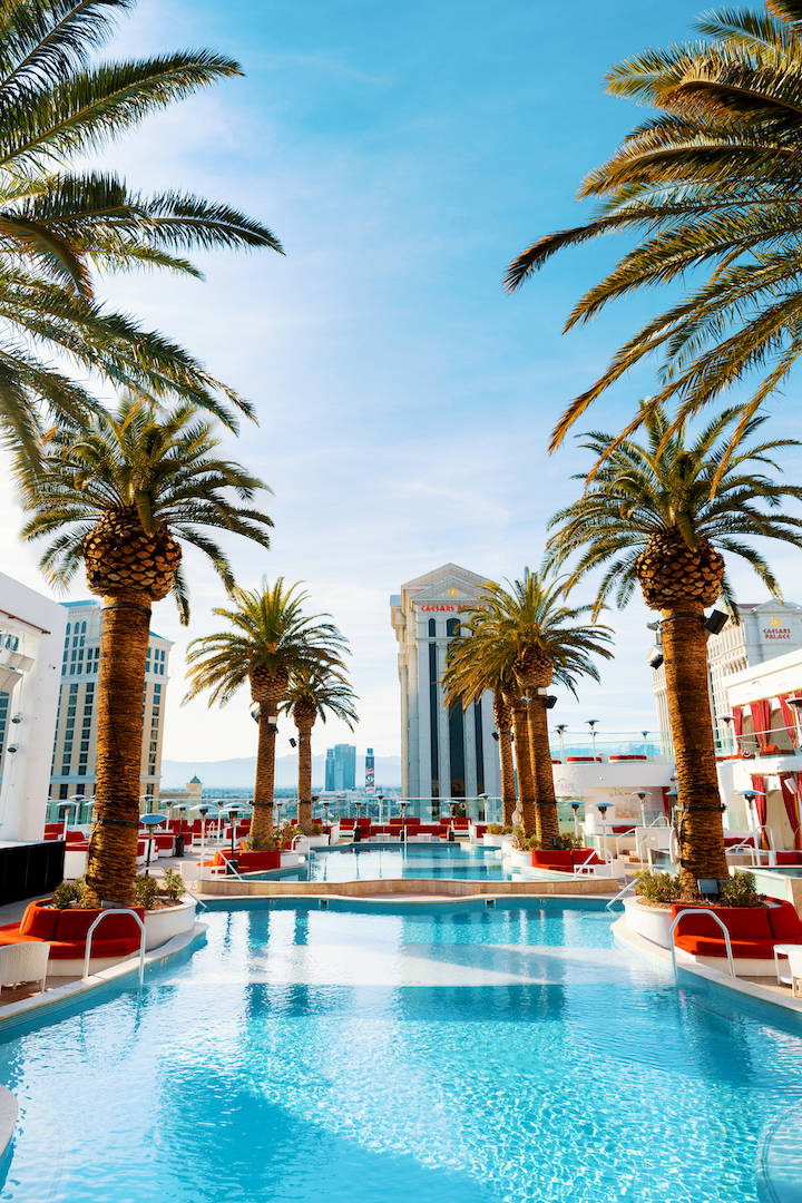 The view from the Barbie Box at Drai's Beach Club is shown in a promotional photo. The roof-top ...