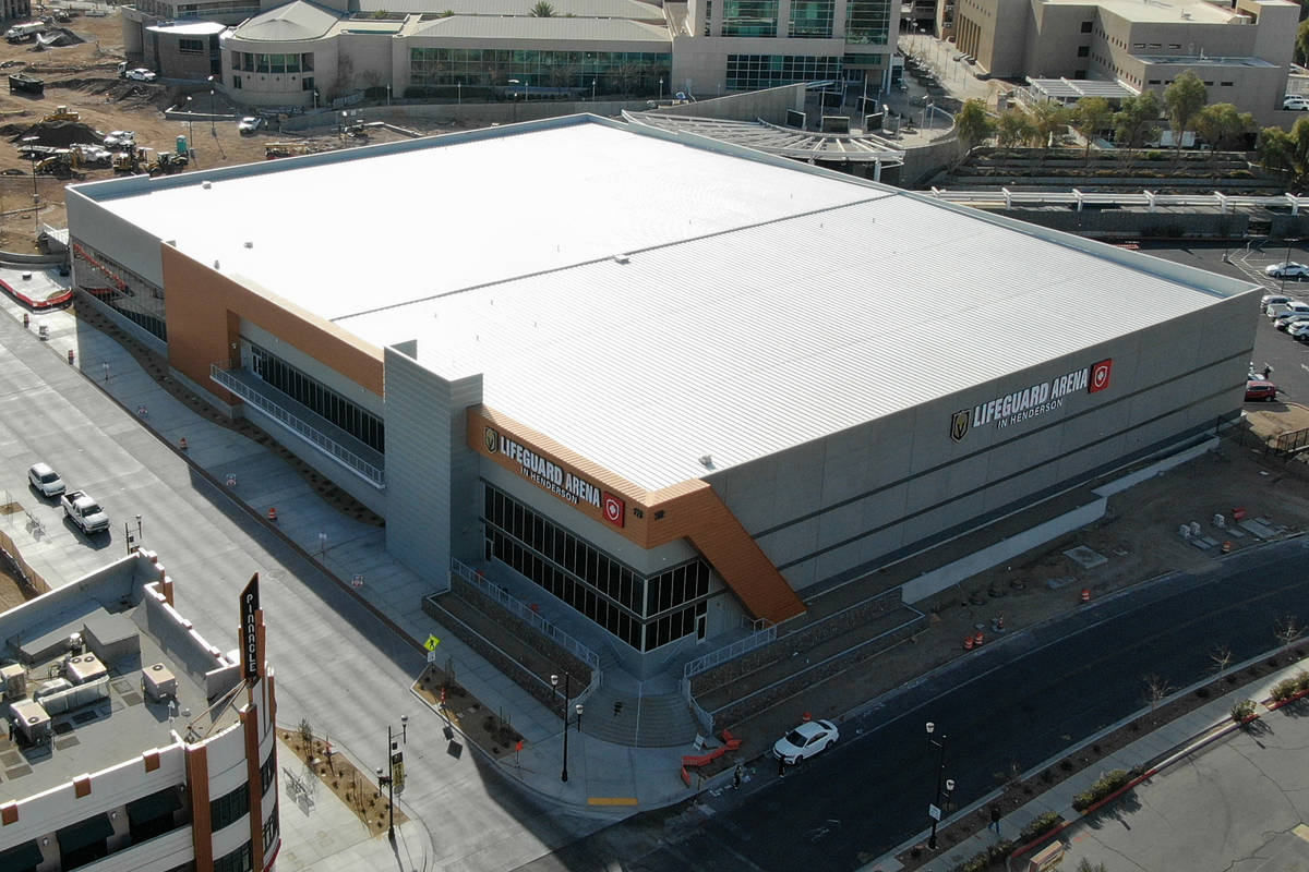 An aerial photo of the 120,000-square-foot Lifeguard Arena in downtown Henderson which will be ...