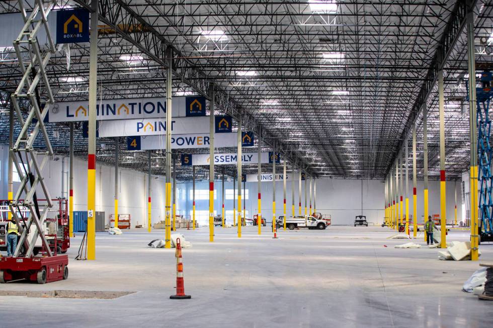 Construction continues at the Boxabl manufacturing facility in North Las Vegas on Wednesday, Ma ...