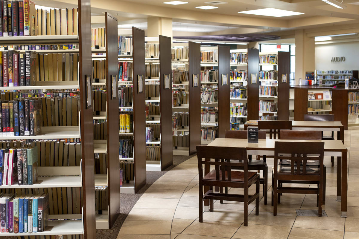 Aliante Library is empty of patrons on Wednesday, March 31, 2021, in North Las Vegas. It remain ...