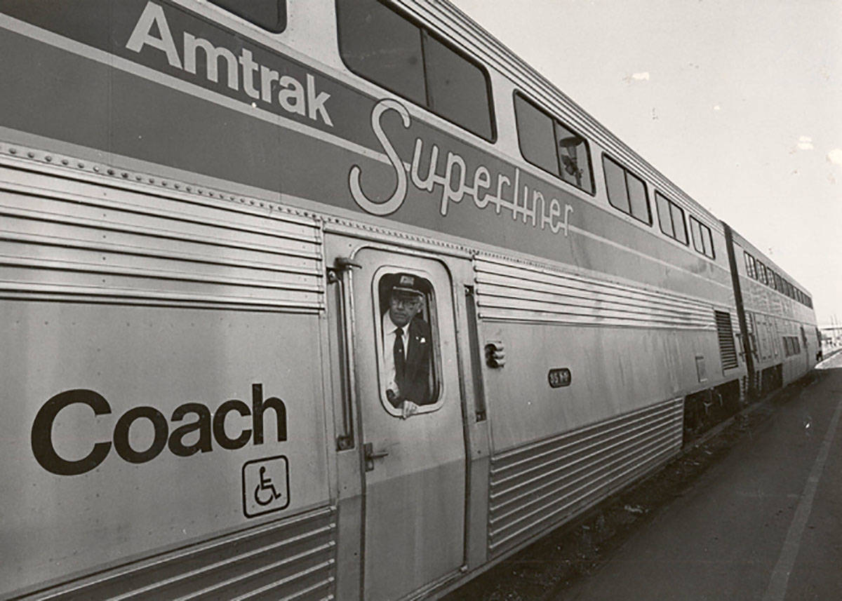 An Amtrak Superliner stops in Las Vegas on Jan. 14, 1981. (Las Vegas Review-Journal, file)