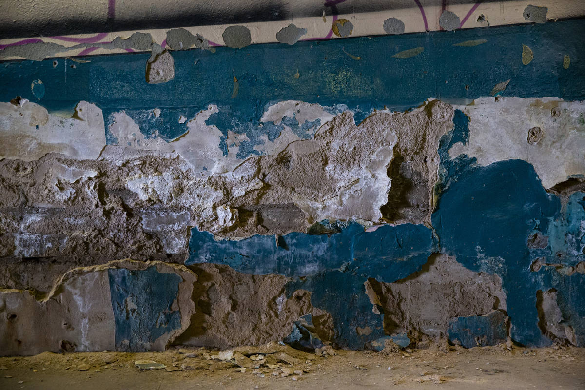 Chipped paint and plaster covers some of the walls inside the Huntridge Theater the day after D ...