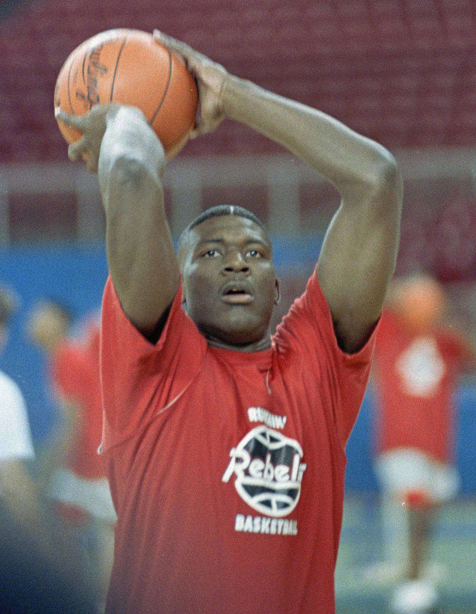 UNLV's Larry Johnson, a member of last year's NCAA championship team has his eye on another tit ...