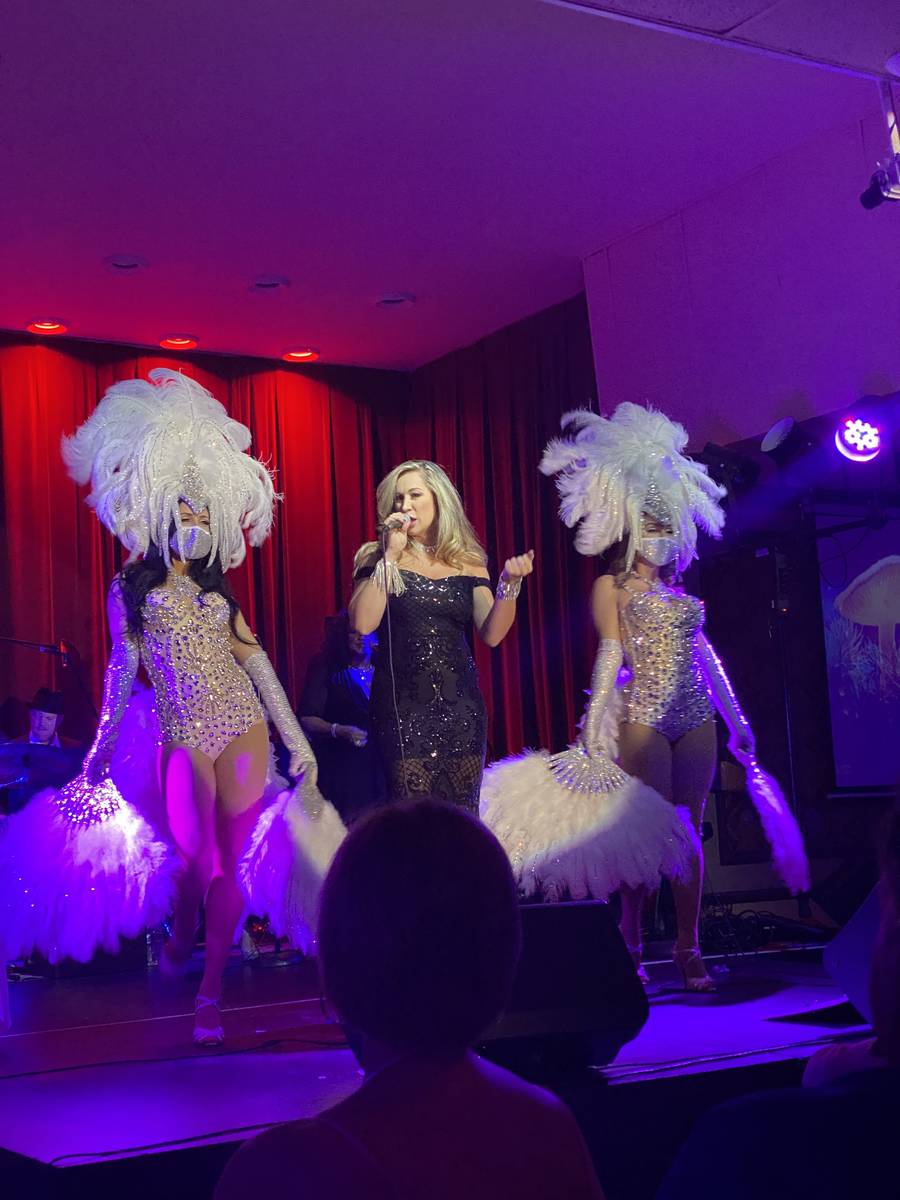 Jaime Lynch performs with the ZB Showgirls at Italian American Club on Thursday, April 1, 2021. ...