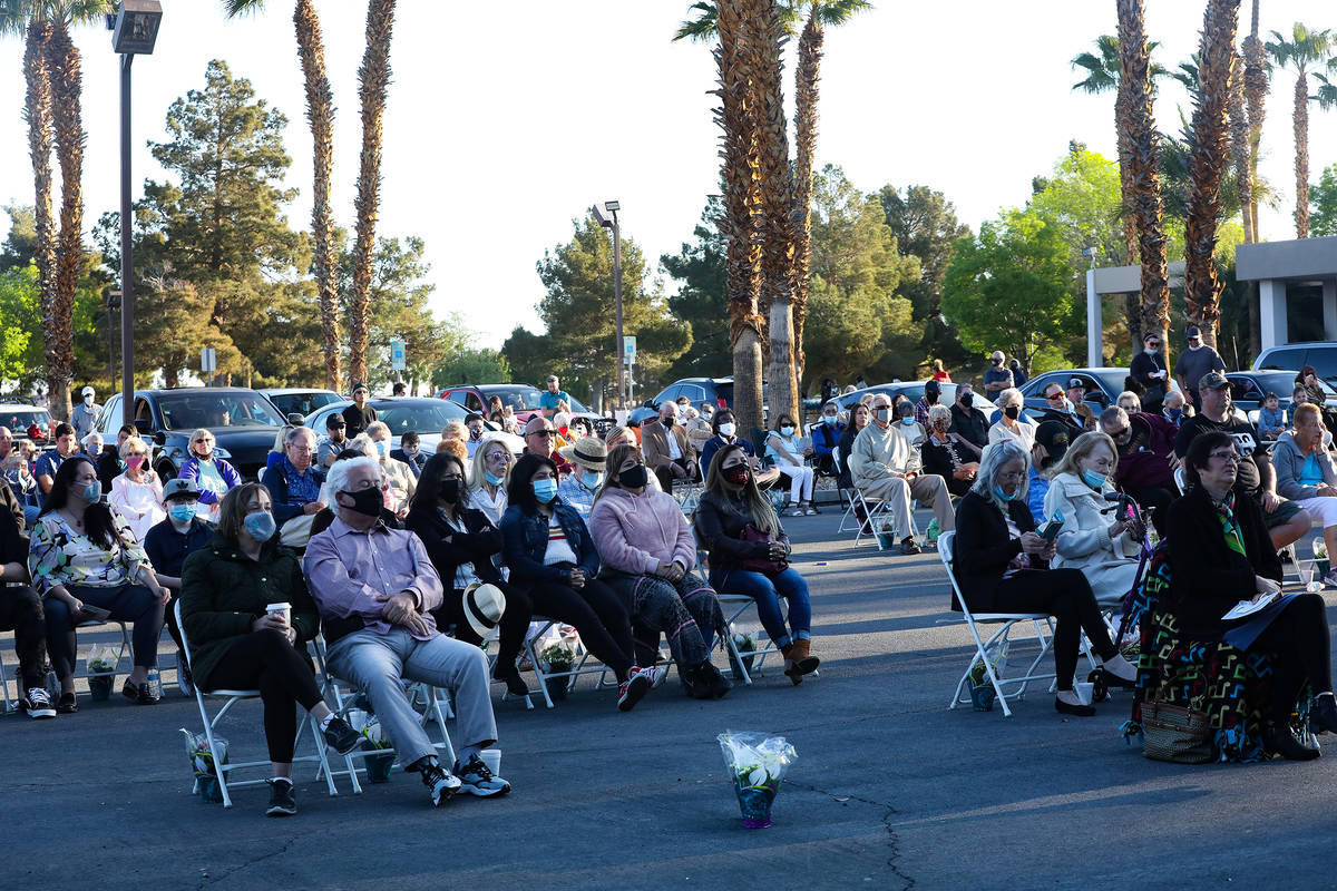 The audience at the 36th Annual Easter Sunrise Service at Palm Mortuary on Sunday, April 4, 202 ...