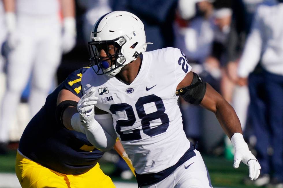 Penn State defensive end Jayson Oweh plays during the first half of an NCAA college football ga ...