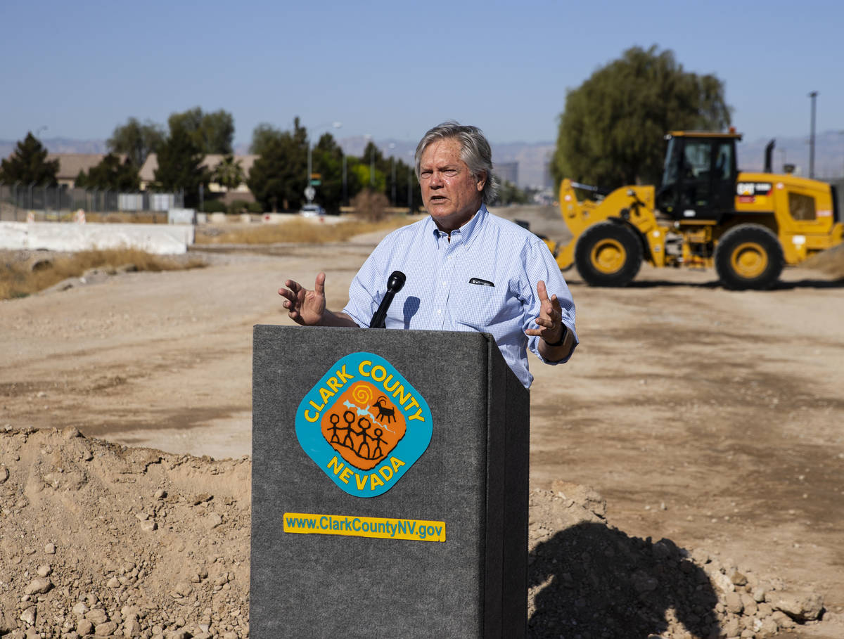 Commissioner Tick Segerblom speaks during a press conference prior to hosting a groundbreaking ...