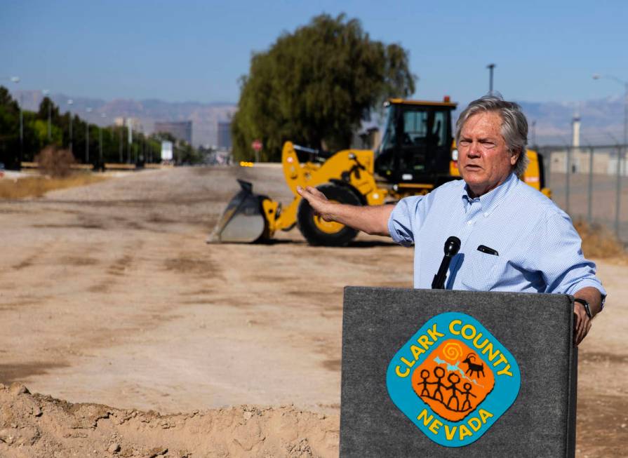 Commissioner Tick Segerblom speaks during a press conference prior to hosting a groundbreaking ...