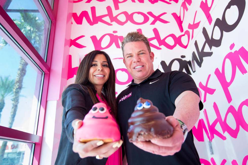 Judith and Stephen Siegel at their new Pinkbox Doughnuts, which opens April 10 at 3990 E. Sunse ...