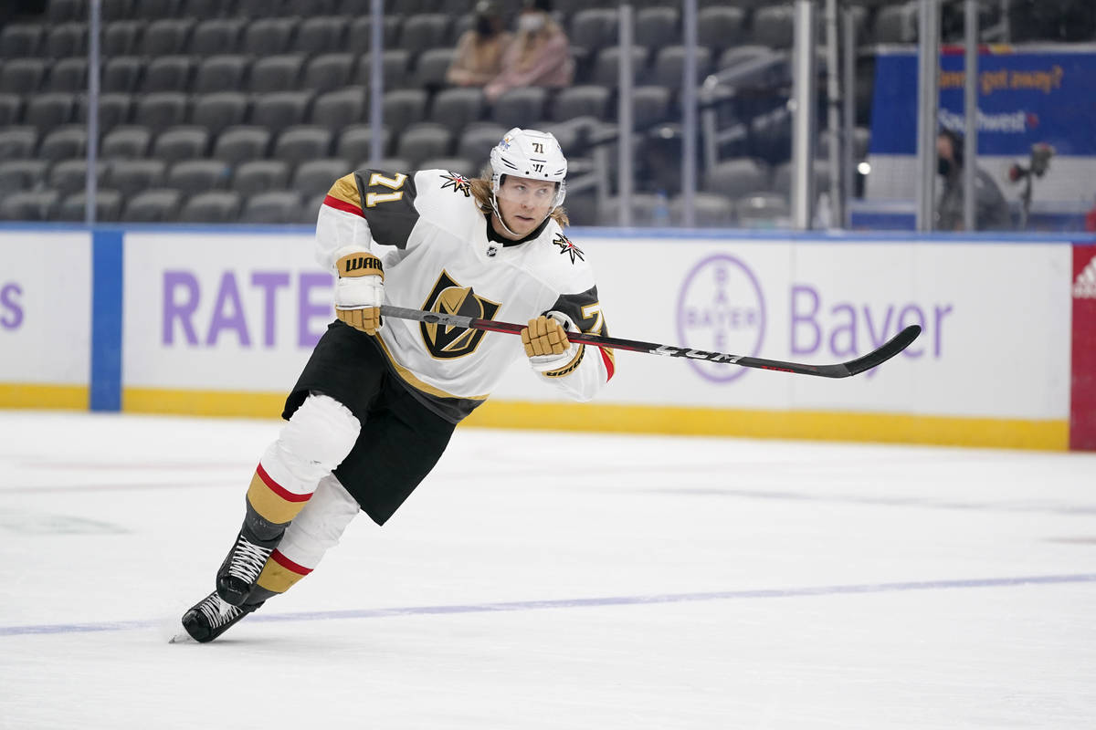 Vegas Golden Knights' William Karlsson (71) skates during the first period of an NHL hockey gam ...