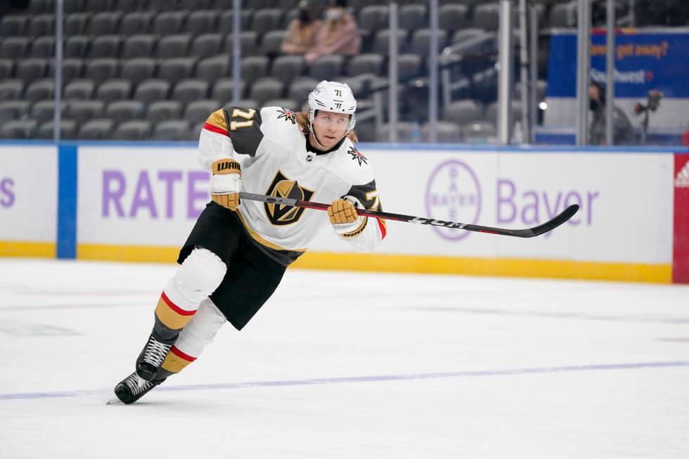 Vegas Golden Knights' William Karlsson (71) skates during the first period of an NHL hockey gam ...