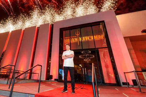 Gordon Ramsay is shown outside Hell's Kitchen at Caesars Palace in 2018. (Pat Gray)