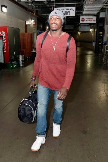 In this Oct. 25, 2015 file photo, Atlanta Falcons defensive back Phillip Adams arrives for an N ...