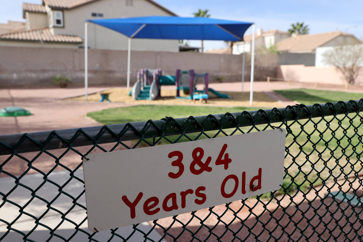 One of five playgrounds at Capstone Christian Academy in Las Vegas Thursday, April 8, 2021. The ...