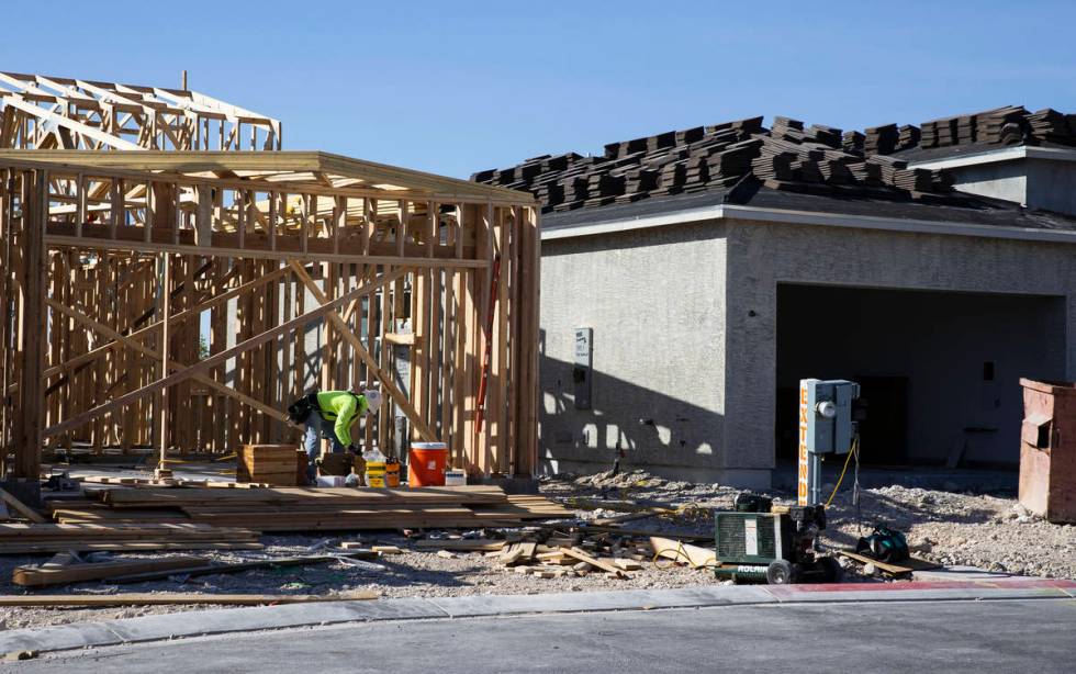 Construction is underway for a new housing community at Skye Canyon, on Friday, April, 9, 2021, ...