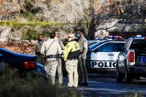 Police investigate the scene of a homicide on the 3900 block of West Cheyenne on Tuesday, March ...