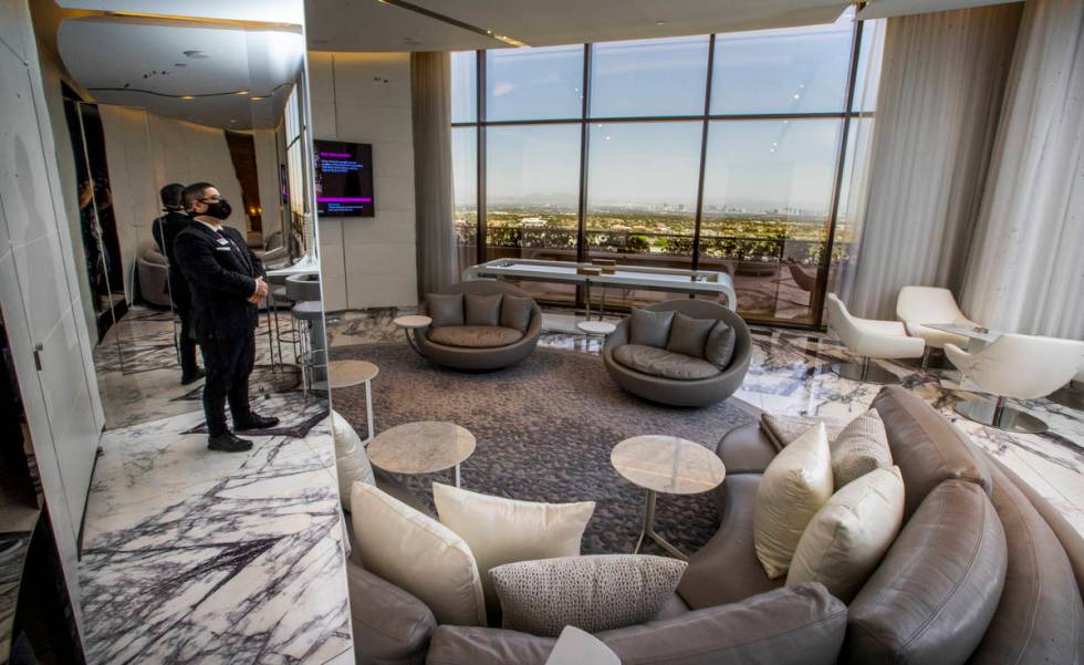 Butler Blair Troncoso in one of the suites at Red Rock Resort, which offer views of the Strip. ...