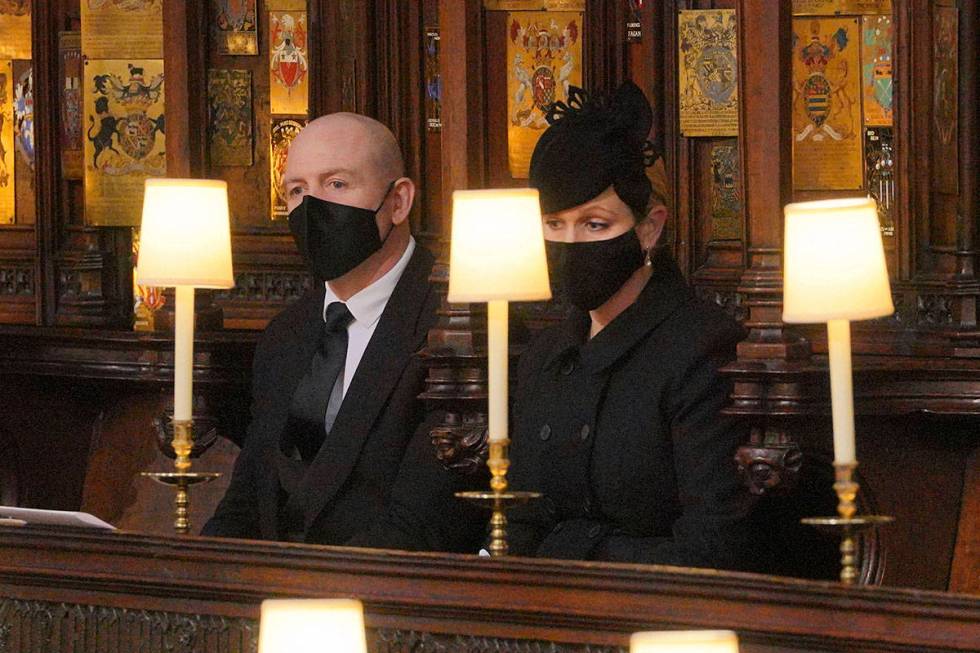 Mike and Zara Tindall during the funeral of Prince Philip, at St George's Chapel in Windsor Cas ...