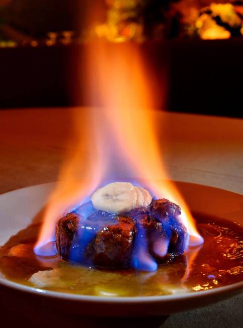 Fuego's Flaming Foster is shown at Fuego Steakhouse in the Fiesta Henderson hotel-casino at 777 ...