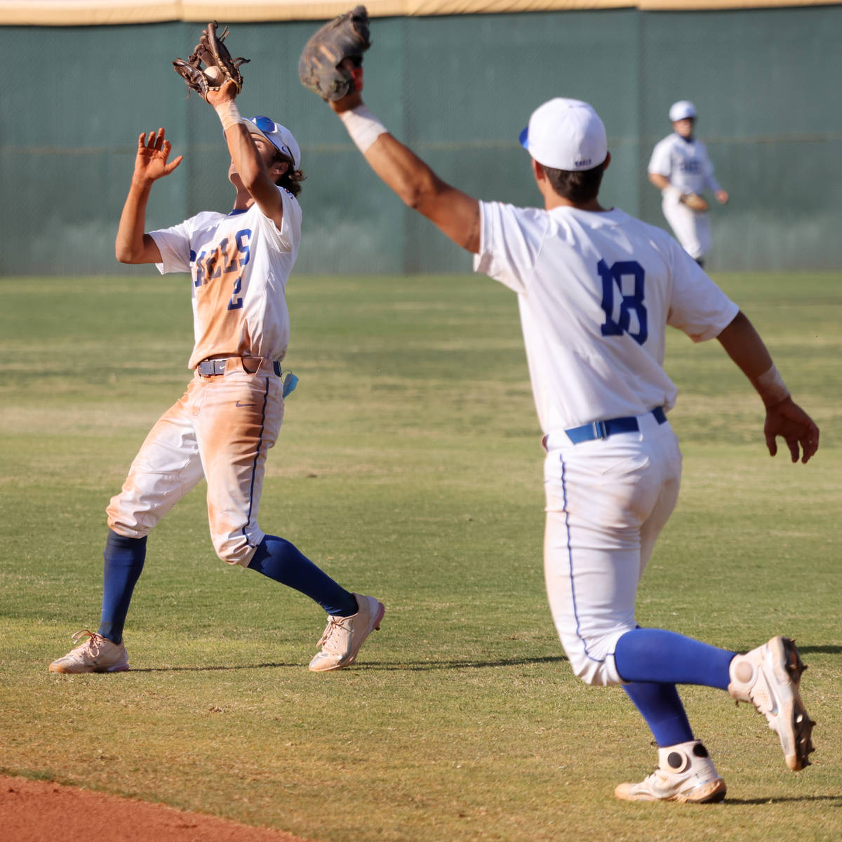 Bishop Gorman's Preston Riske (2) makes a catch in the fifth inning for an out as teammate Gavi ...