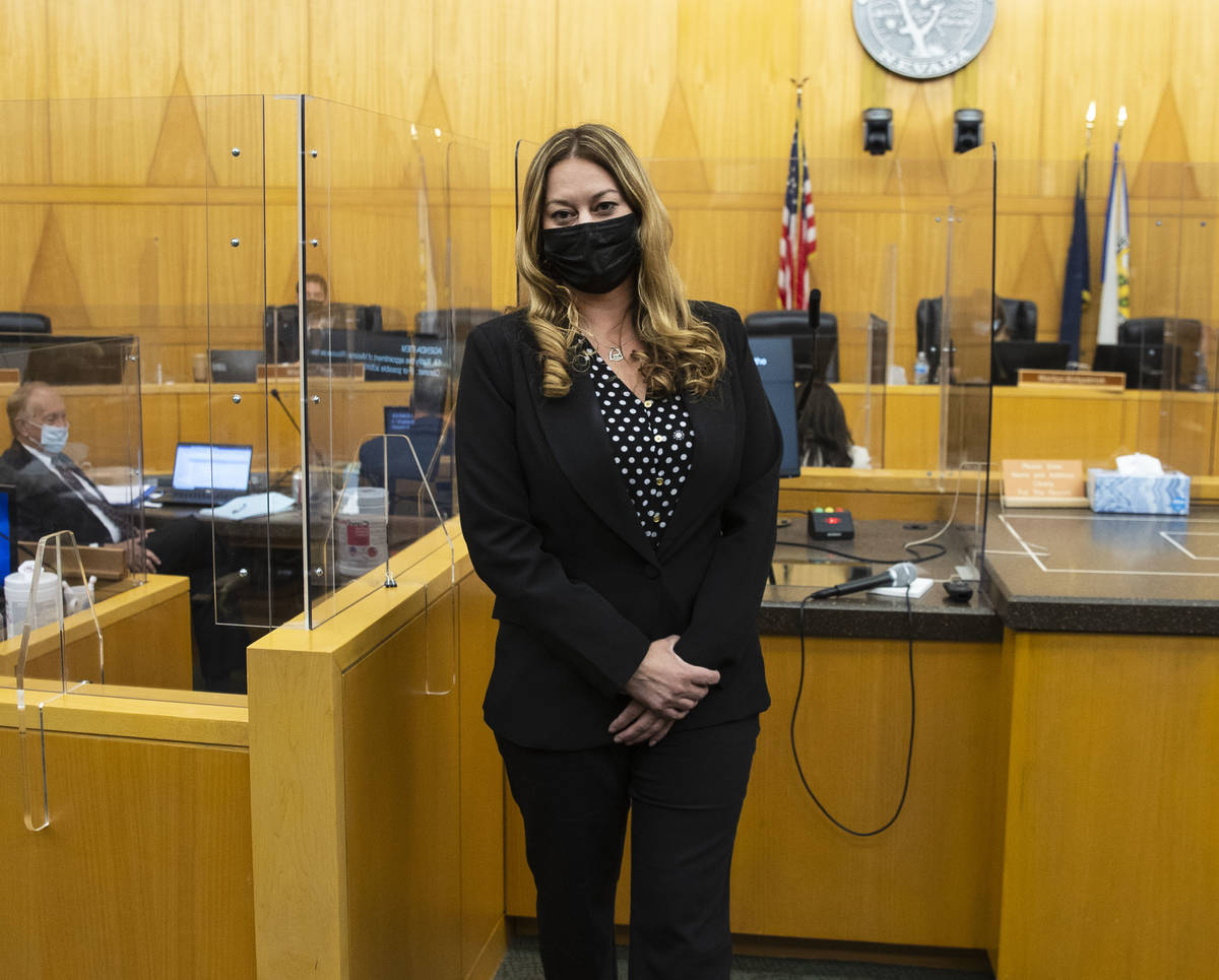 Melanie Rouse leaves the podium after after being appointed the county's new coroner at the mee ...