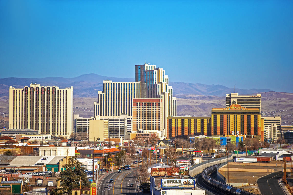 Downtown Reno on Tuesday, Jan. 19, 2021. (Benjamin Hager/Las Vegas Review-Journal) @benjaminhphoto