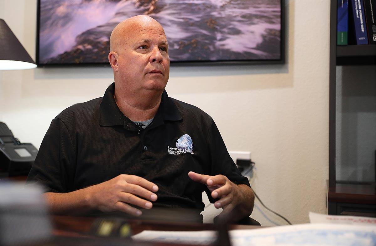 Steve Schafer, co-owner of Earth Resource Group, talks to the Review-Journal at his office in L ...