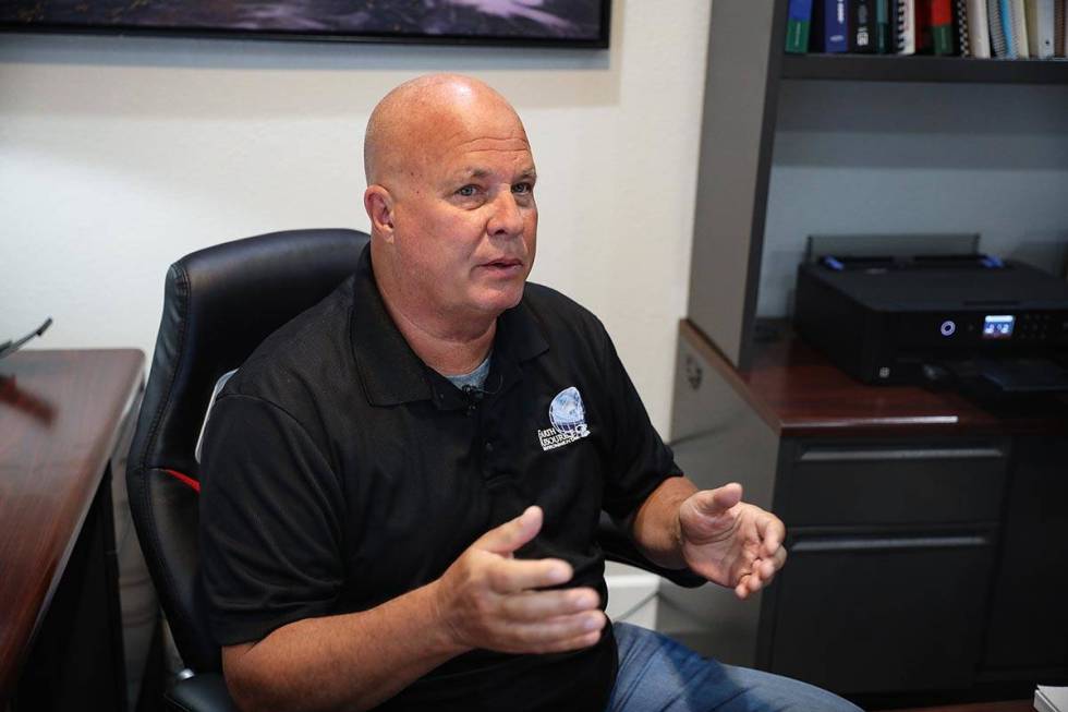 Steve Schafer, co-owner of Earth Resource Group, talks to the Review-Journal at his office in L ...