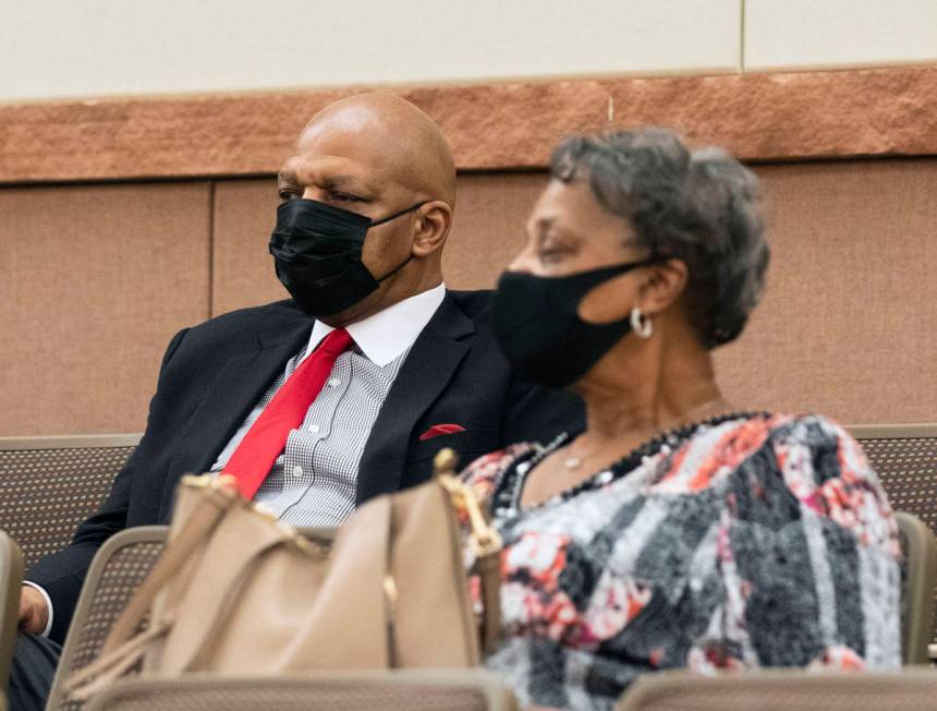 Former NBA player Jackie Robinson and his sister Terry Richardson attend a commission meeting i ...