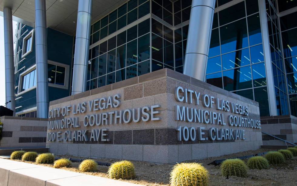 The Las Vegas municipal courthouse in downtown on Thursday, April 22, 2021. (Chase Stevens/Las ...