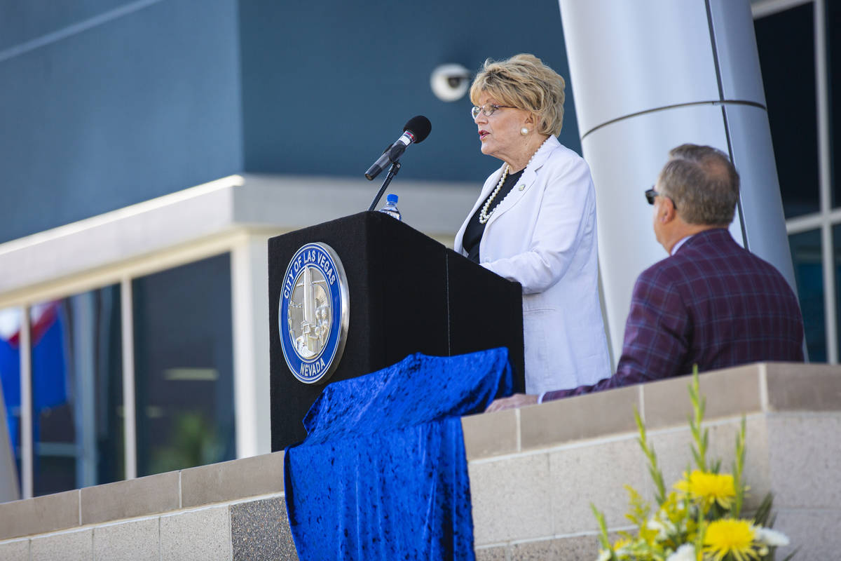 Las Vegas Mayor Carolyn Goodman speaks during the opening ceremony for the $56 million Las Vega ...