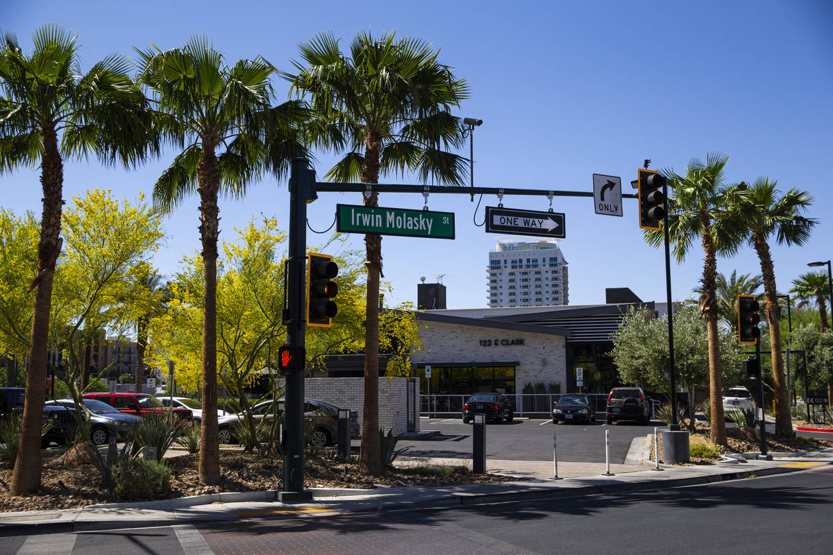 Irwin Molasky Street is unveiled during the opening ceremony for the $56 million Las Vegas muni ...
