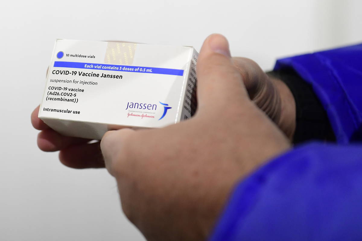 A box of Johnson & Johnson vaccines (Szilard Koszticsak/MTI via AP)