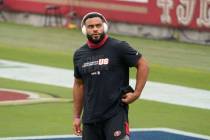 San Francisco 49ers defensive end Solomon Thomas wears a shirt for social justice before an NFL ...