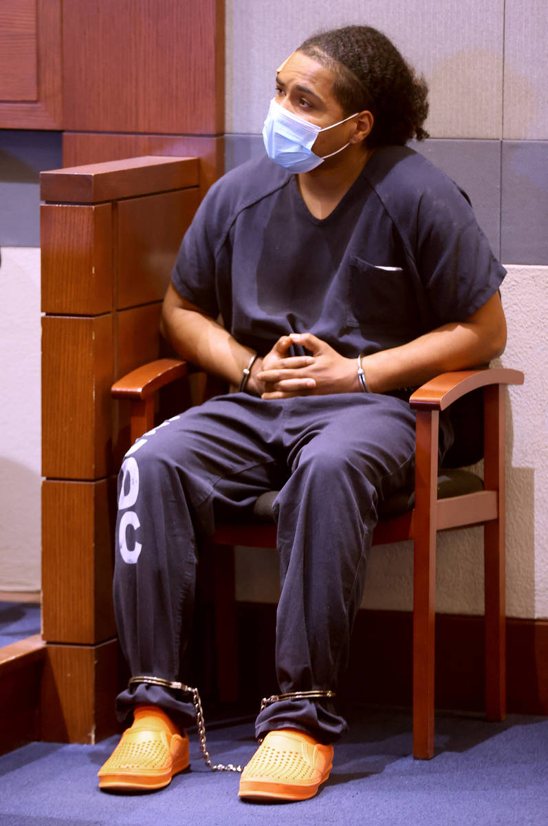 Malik Frost waits to appear in court at the Regional Justice Center in Las Vegas on Wednesday, ...