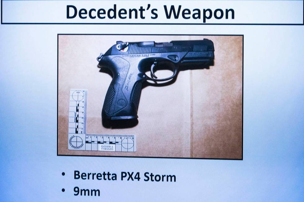 Jeffrey Hubbard's weapon was displayed at the Clark County Government Center during a public fa ...