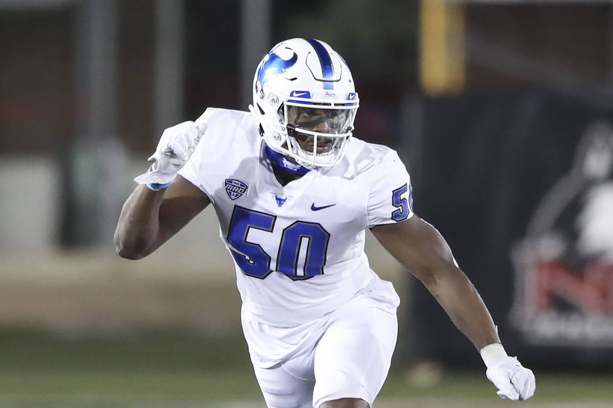 Buffalo Bulls defensive end Malcolm Koonce (50) in action against the Northern Illinois Huskies ...