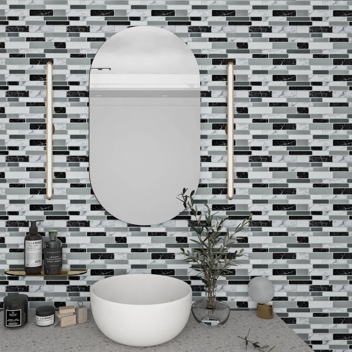 Art3d peel-and-stick tiles are bacteria- and mold-resistant and perfect bathroom backsplashes. ...