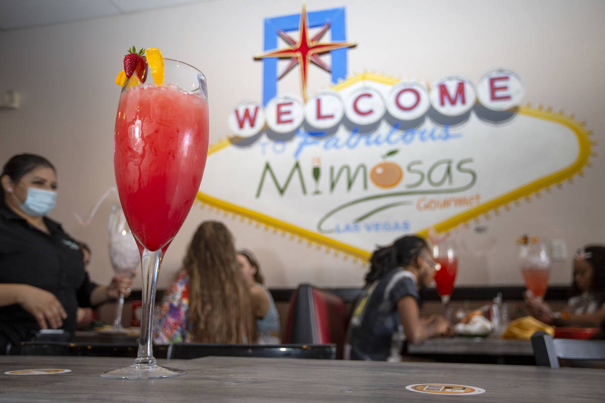 The strawberry lychee Super Mimosa at the Mimosas Gourmet location on South Durango Drive on Sa ...