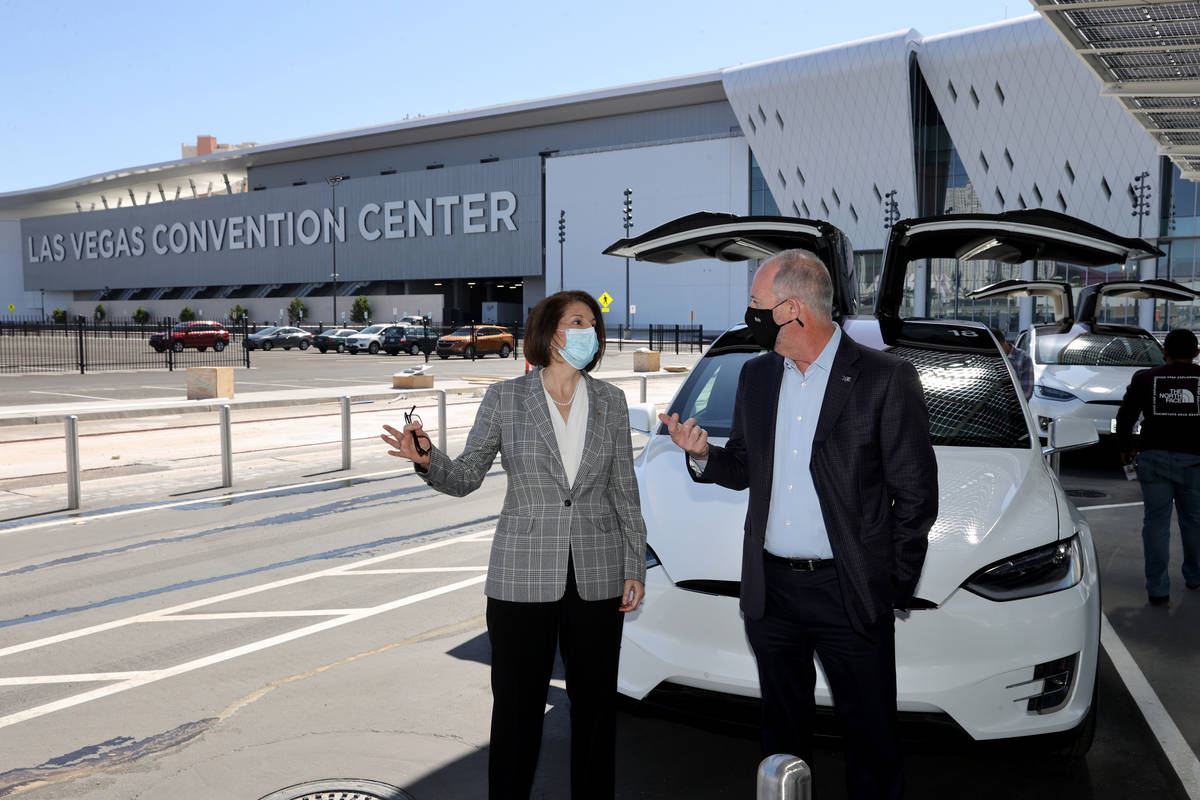 Sen. Catherine Cortez Masto, D-Nev., and Las Vegas Convention and Visitors Authority President ...