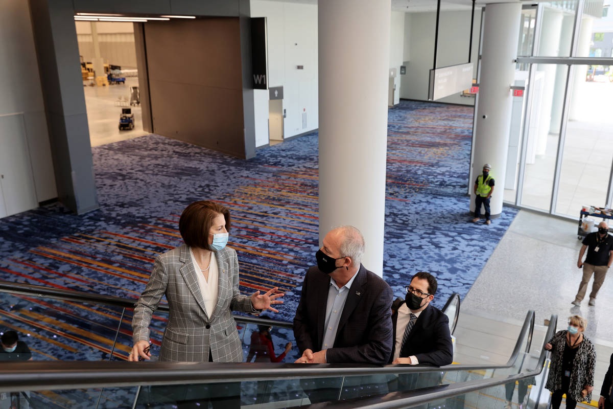 Sen. Catherine Cortez Masto, D-Nev., and Las Vegas Convention and Visitors Authority President ...